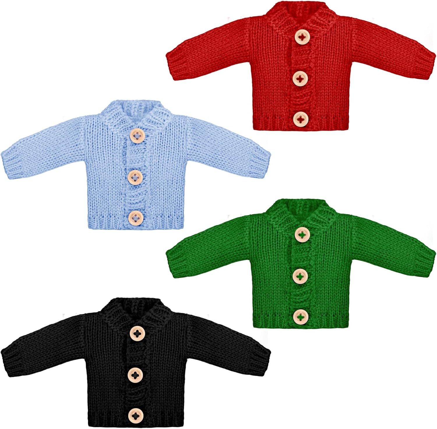 Bencailor 4 Pcs Winter Doll Sweater Clothes 11.5 Inch Doll Sweater Clothes Winter Outfits Knitted Clothing Accessories Outfit Fit for Dolls Decor(Bright Color)