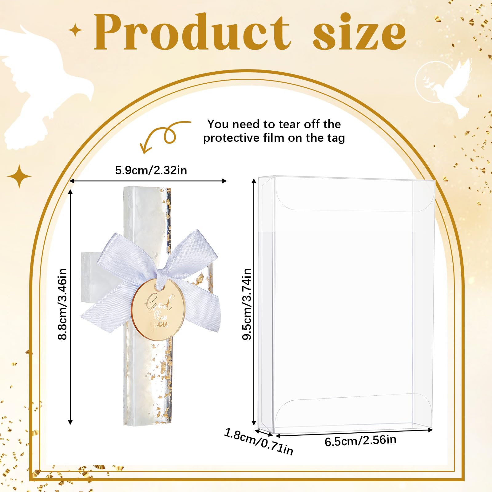 Chunful 12 Sets Taufgeschenke für Gäste Gold Silber Epoxy Kreuz Magnet