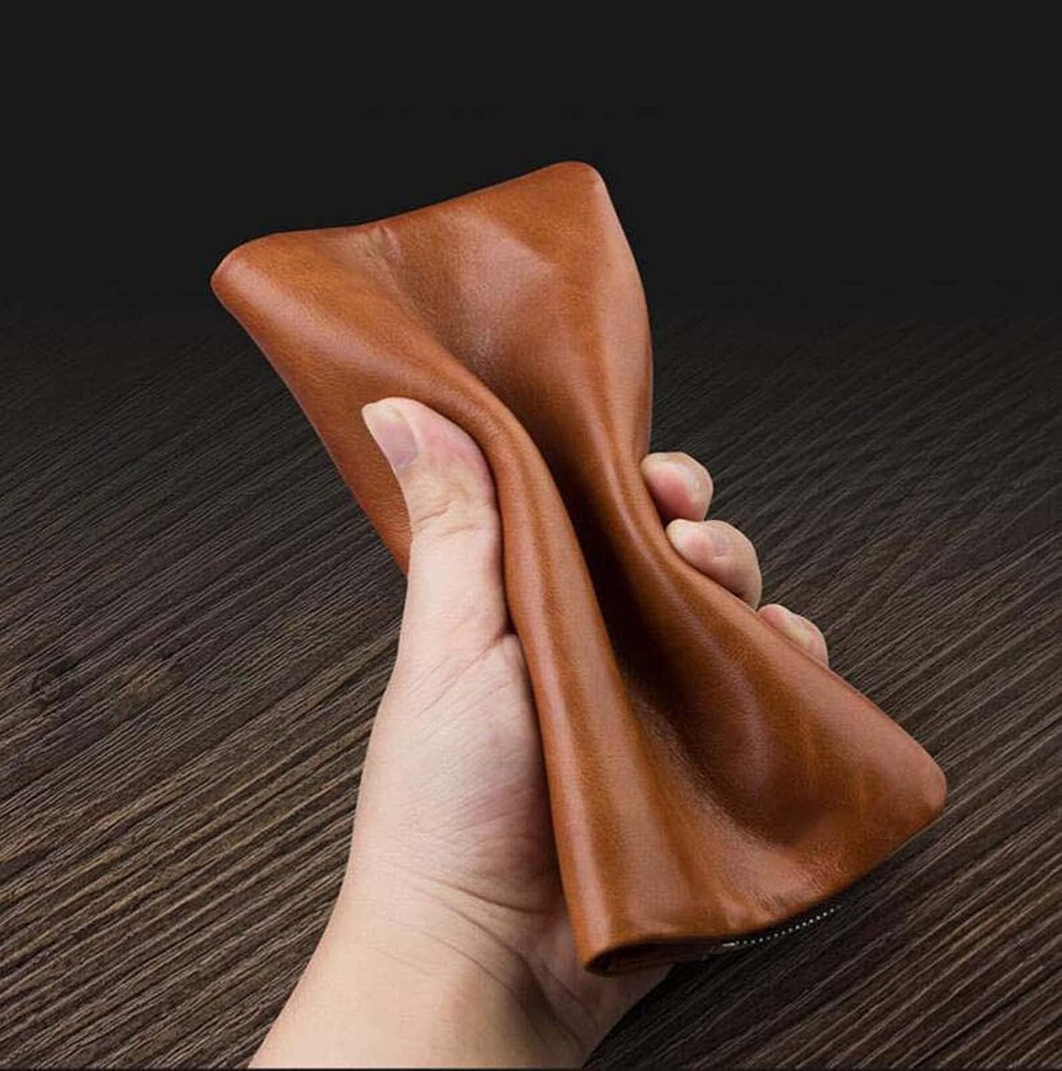 First Layer Cowhide Clutch Wallet, Leather Long Purse Card Holder Holds Bank Card Photos Cash for iPhone SE 2022 7.5 × 3.74 × 0.6 Inch (Color : Black) - Image 7