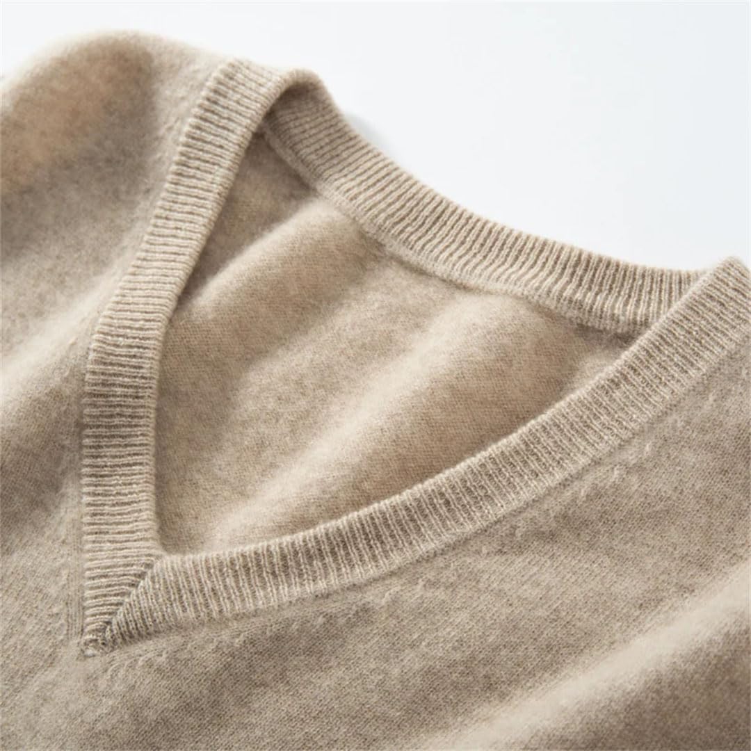 Vogrtcc Maglione in Cashmere da Uomo Maglione Pullover con Scollo A V Lavorato A Maglia Casual Business