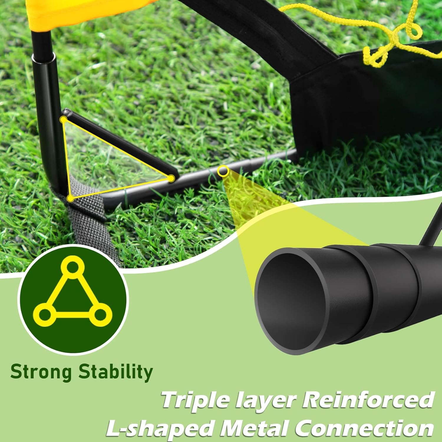 Happy Jump 7x5 FT & 5x3.6 FT Portable Soccer Goal for Youth Players Ages 6–14, Large-Frame Design Built for Long-Term Development, Easy Setup for Backyard, Park or School Training
