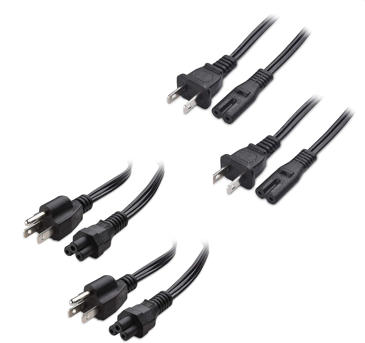 Cable Matters 2Pack Non Polarized Power Cord, 2 Slot Power