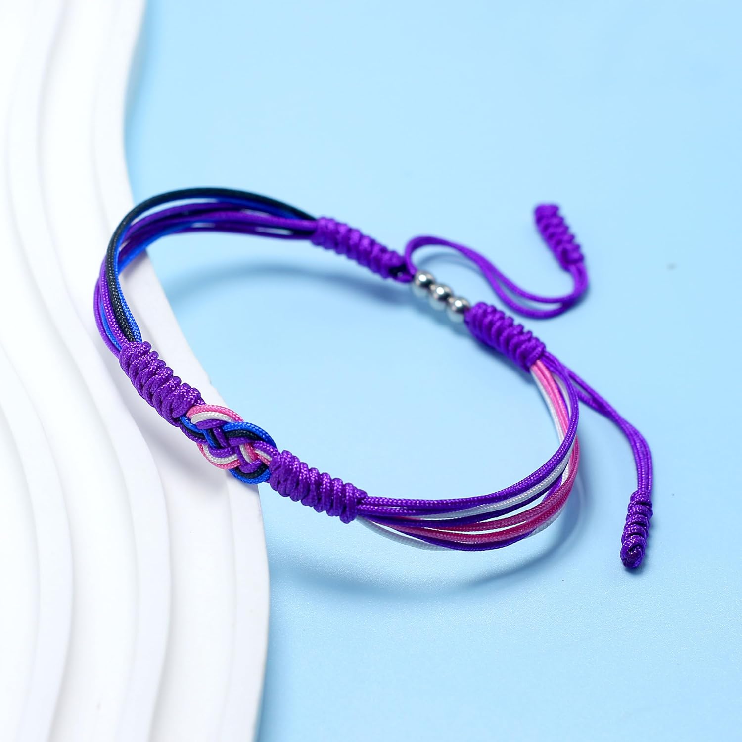 Pack of 2 LGBTQIA+ Accessories, Infinity Love Bracelet and Matching Rainbow Lanyard, Pride Month Gift Set, Things Stuffs for LGBTQIA Community (Genderfluid) - Image 2