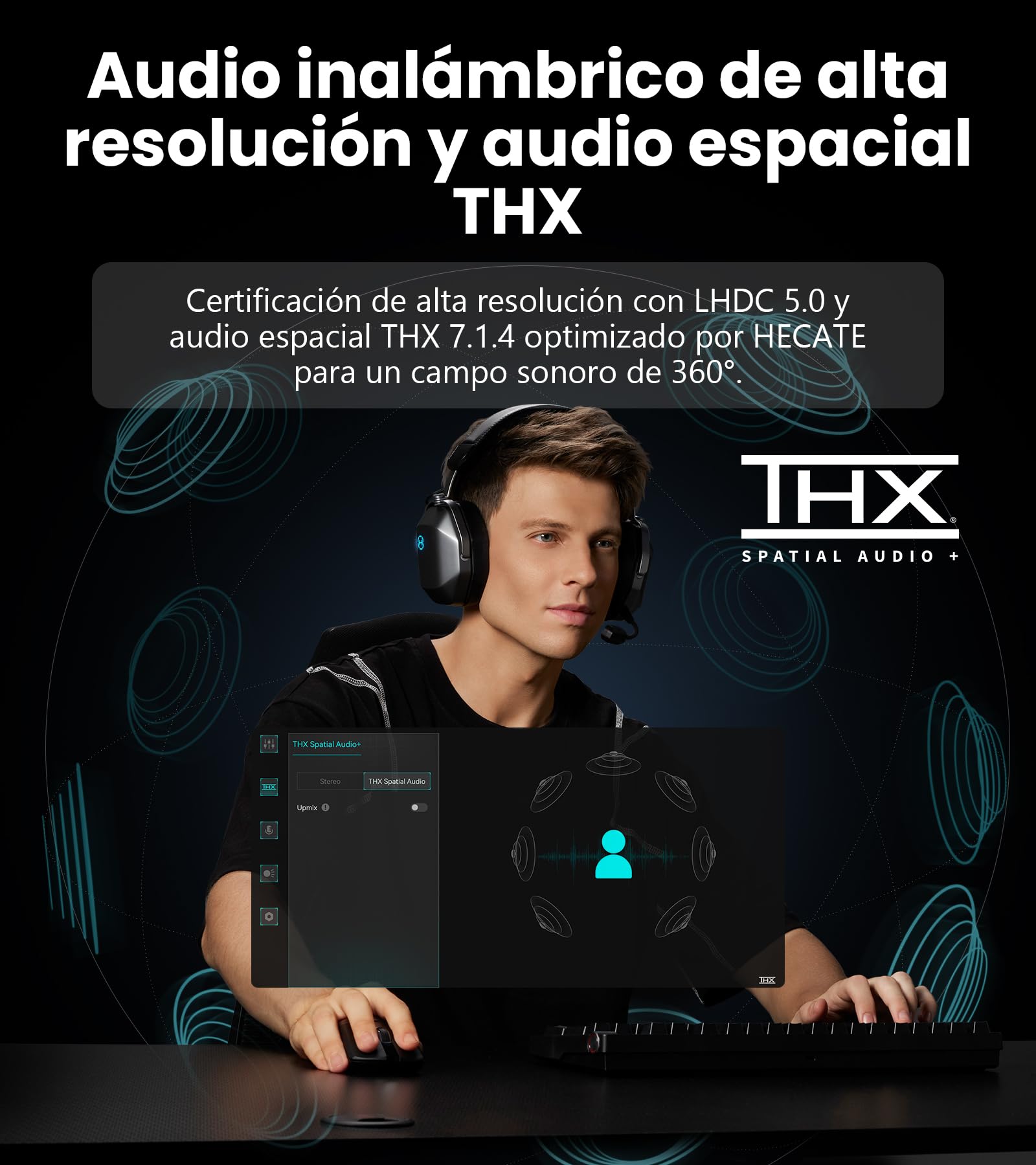 Edifier G5 MAX Auriculares Gaming Inalámbricos con THX Spatial Audio, Gris | Controlador PEN de 53 mm, 305h Autonomía,Hi-Res Audio, Conexión 2,4GHz/Bluetooth 6.0, Micrófono Desmontable