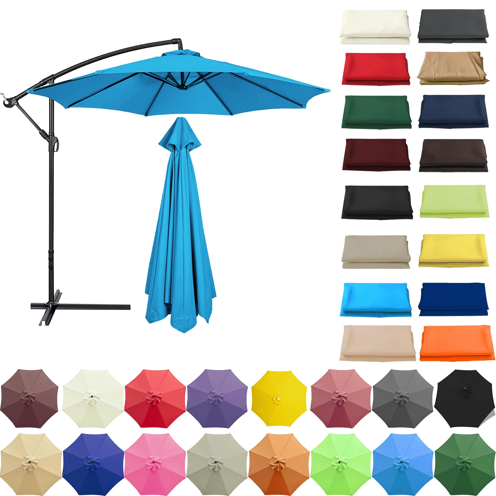QUIYAEZY Replacement Garden Parasol Canvas 6/8 Ribs Replacement Canopy For Parasol Umbrella Replacement Cloth 2/2.3/2.5/2.7/3/3.50m Replacement Parasol Canopy Waterproof Garden Umbrella Parasol