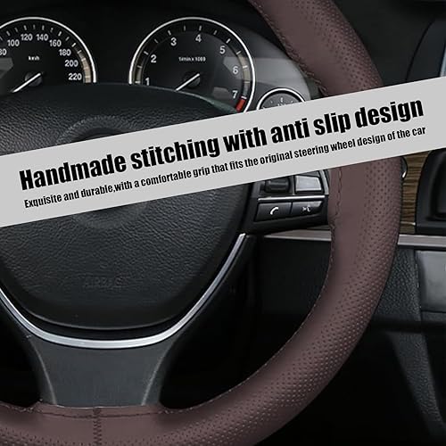 Miniatura 3 de 1 funda para volante de automóvil, 14.9 pulgadas de microfibra sintética cosida a mano, antideslizante, transpirable, protector de volante de