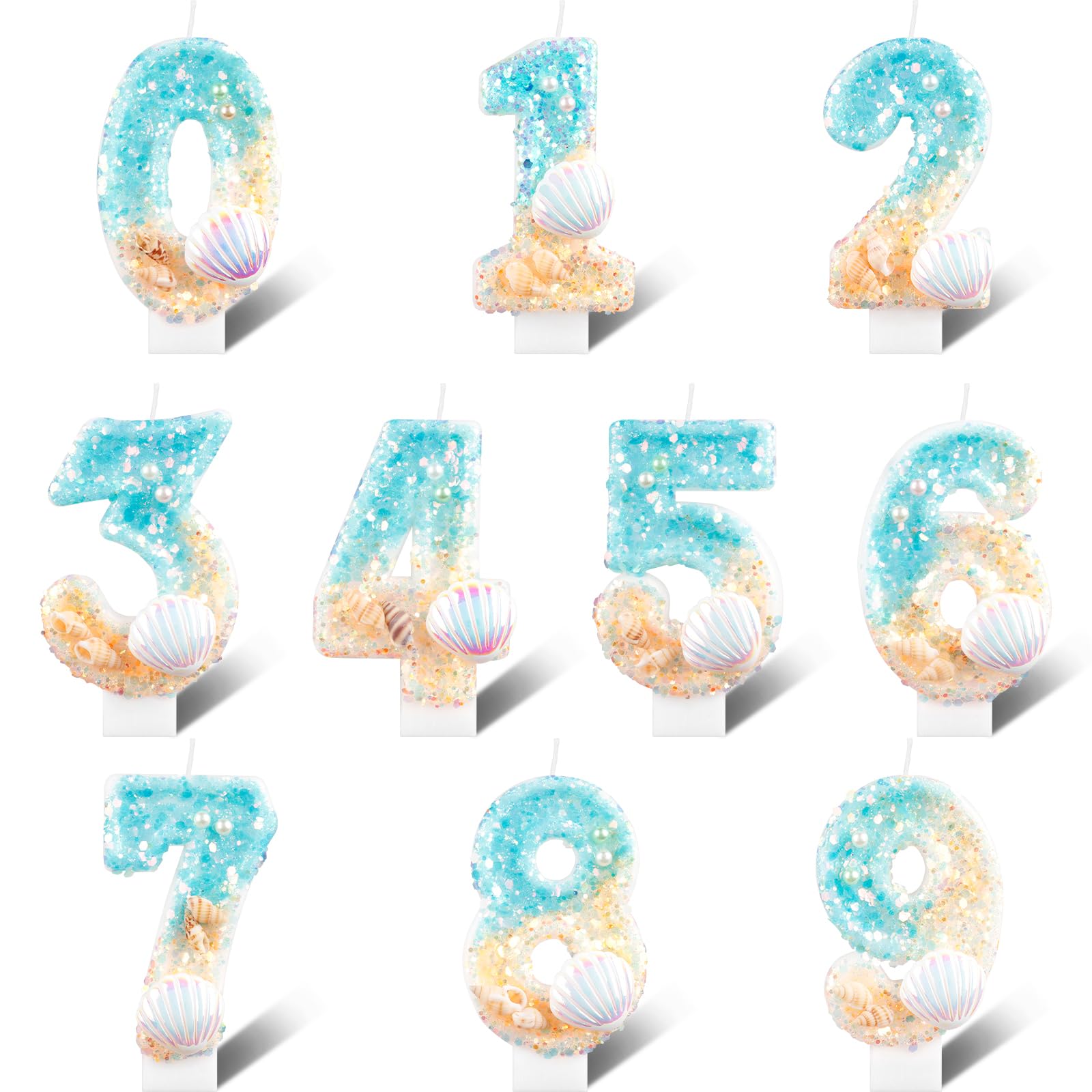 Bougies D'anniversaire Sirène à Paillettes En Forme De Chiffre 10 Pour