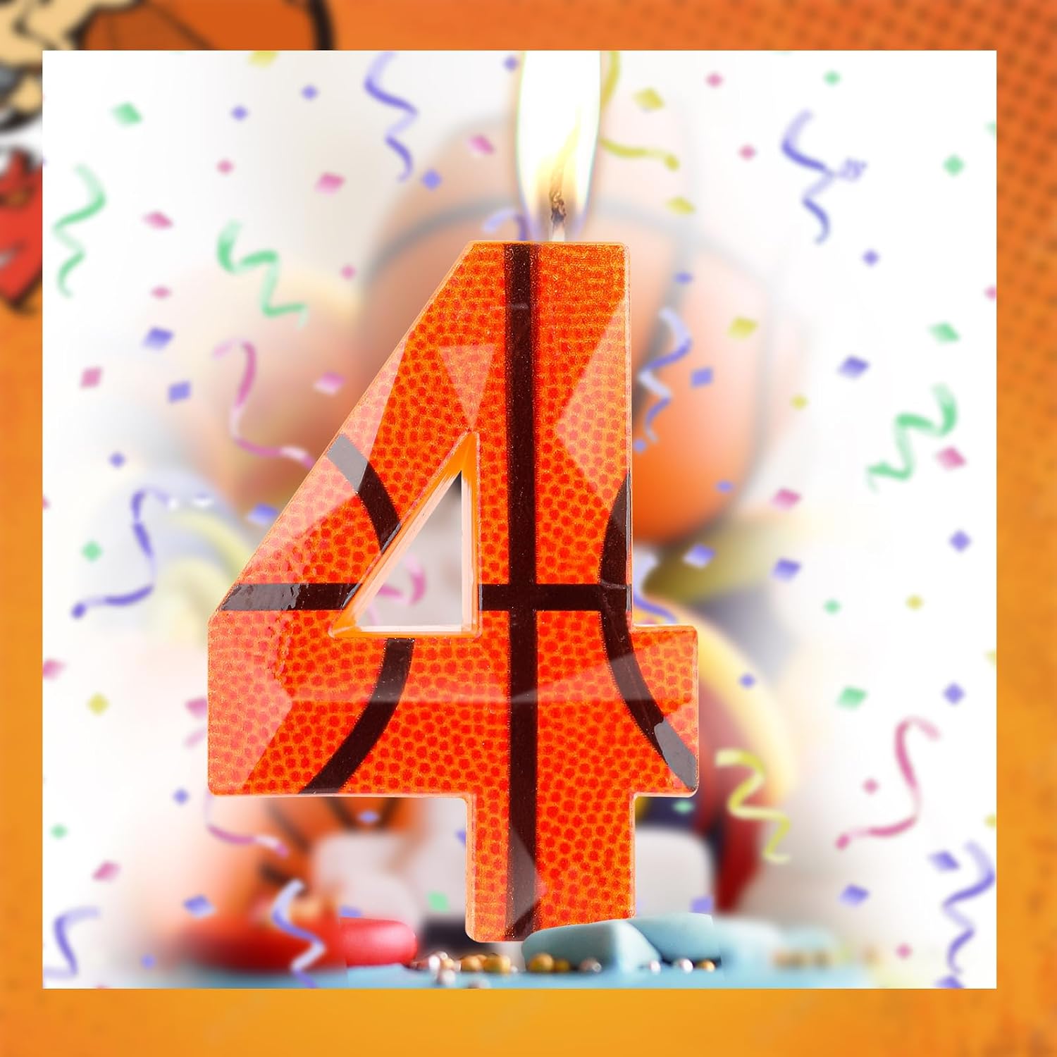 3D Basketball Number 13 Birthday Candles Orange 13th Happy Birthday Candle Premium Wax & 3D Diamond Design Basketball Themed Cake Topper Decorations for Boy Girl Kid Party Celebration Supplie