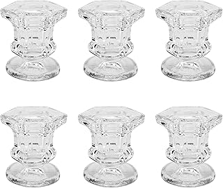 TAIANJI 6PCS Taper Candlestick Holders Clear Candlesticks, Candlestick Holders Decorative Candle Sticks for Decoration and Weddings Christmas