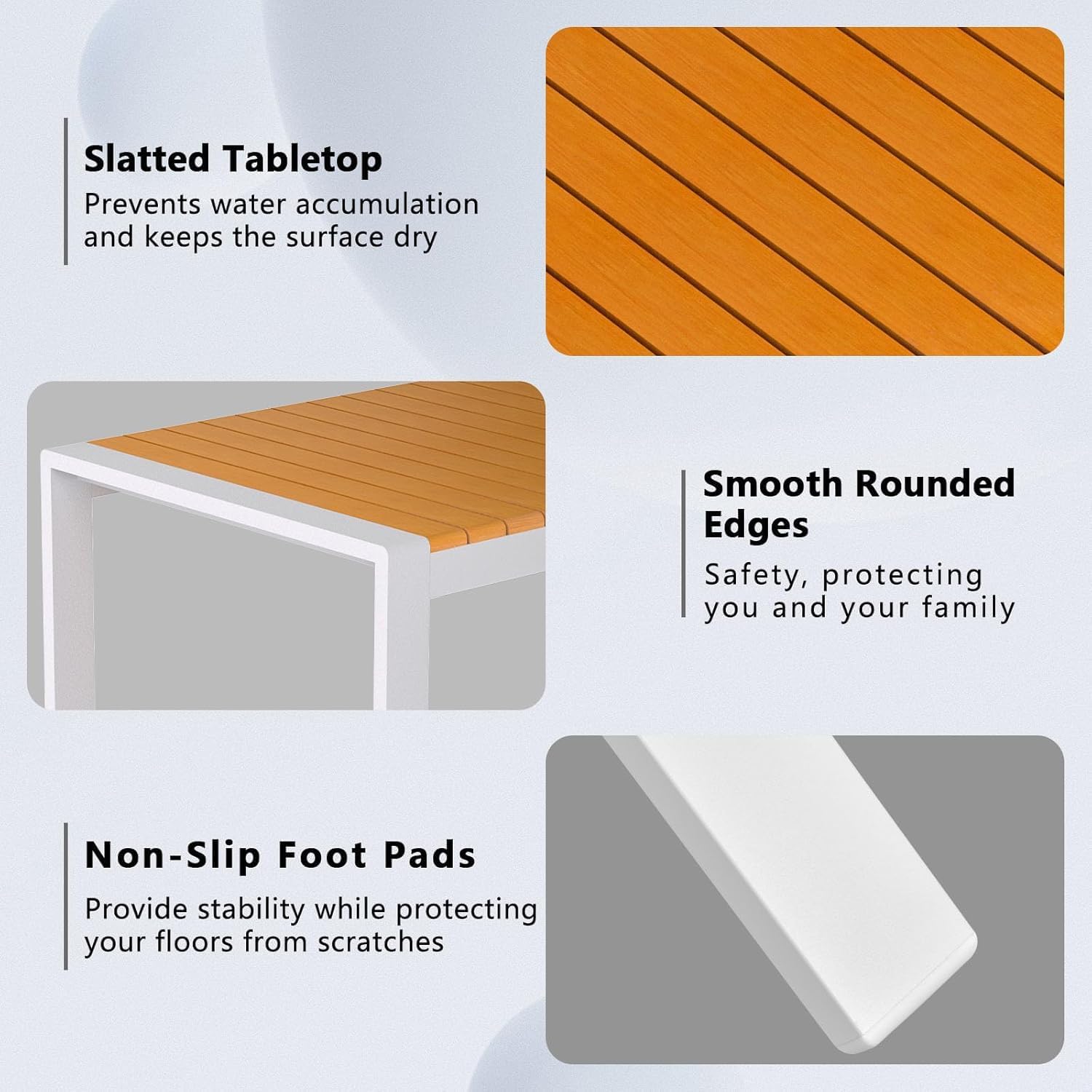 Aluminum Outdoor Patio Coffee Table for Deck and Poolside