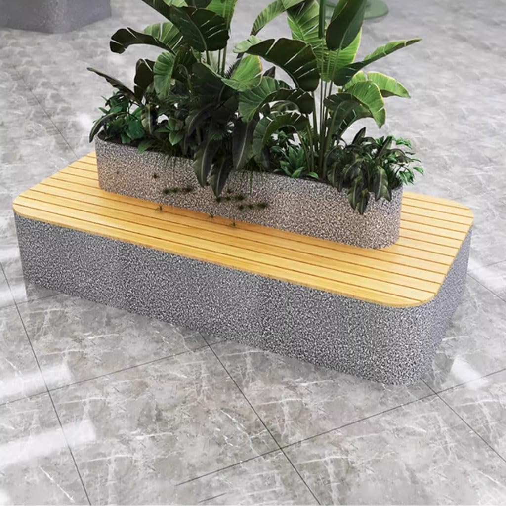 Patio Furniture Bench Outdoor Imitation Terrazzo Flower Box Seats, Benches, Outdoor Flower Bed Combinations, Commercial Street Square Restaurants Outdoor Bench(Color:B)