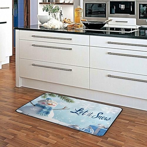Miniatura 4 de Alfombras de cocina de Navidad antideslizantes, tapete de cocina con muñeco de nieve de Navidad, tapetes de pasillo, alfombras de área, tapetes
