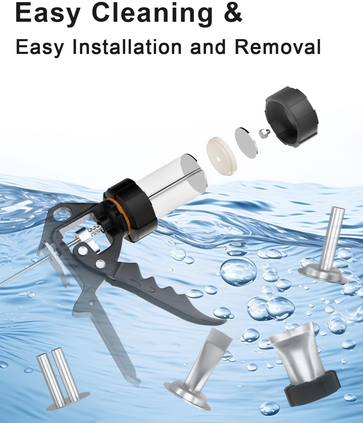 XINQIAO Beef Jerky Gun for Ground Meat, Plastic Jerky Cannon Comes with 4 Nozzles, 2 Brushes