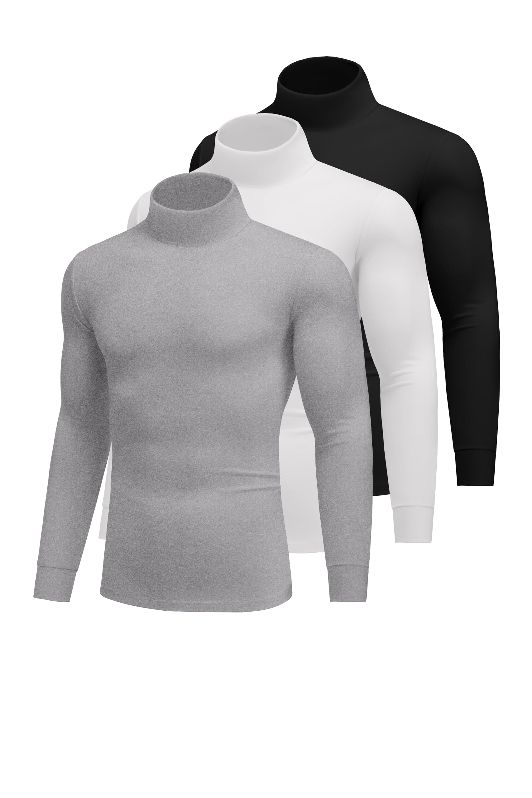 Ekouaer 3pcs Camiseta Interior térmica de Invierno para Hombre Camiseta de Manga Larga con Cuello Alto S-XXL