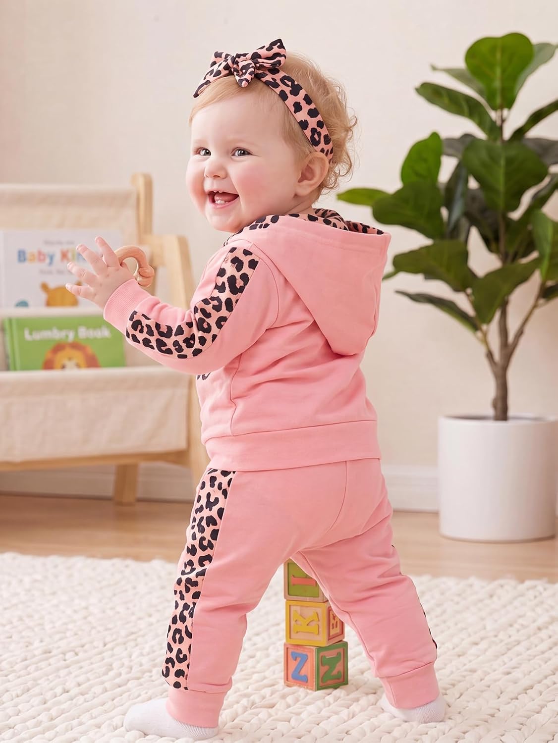 Yvowming Newborn Baby Girl Clothes Outfits Infant Hoodie Sweatshirt Pants Headband Toddler Girl Clothing Set