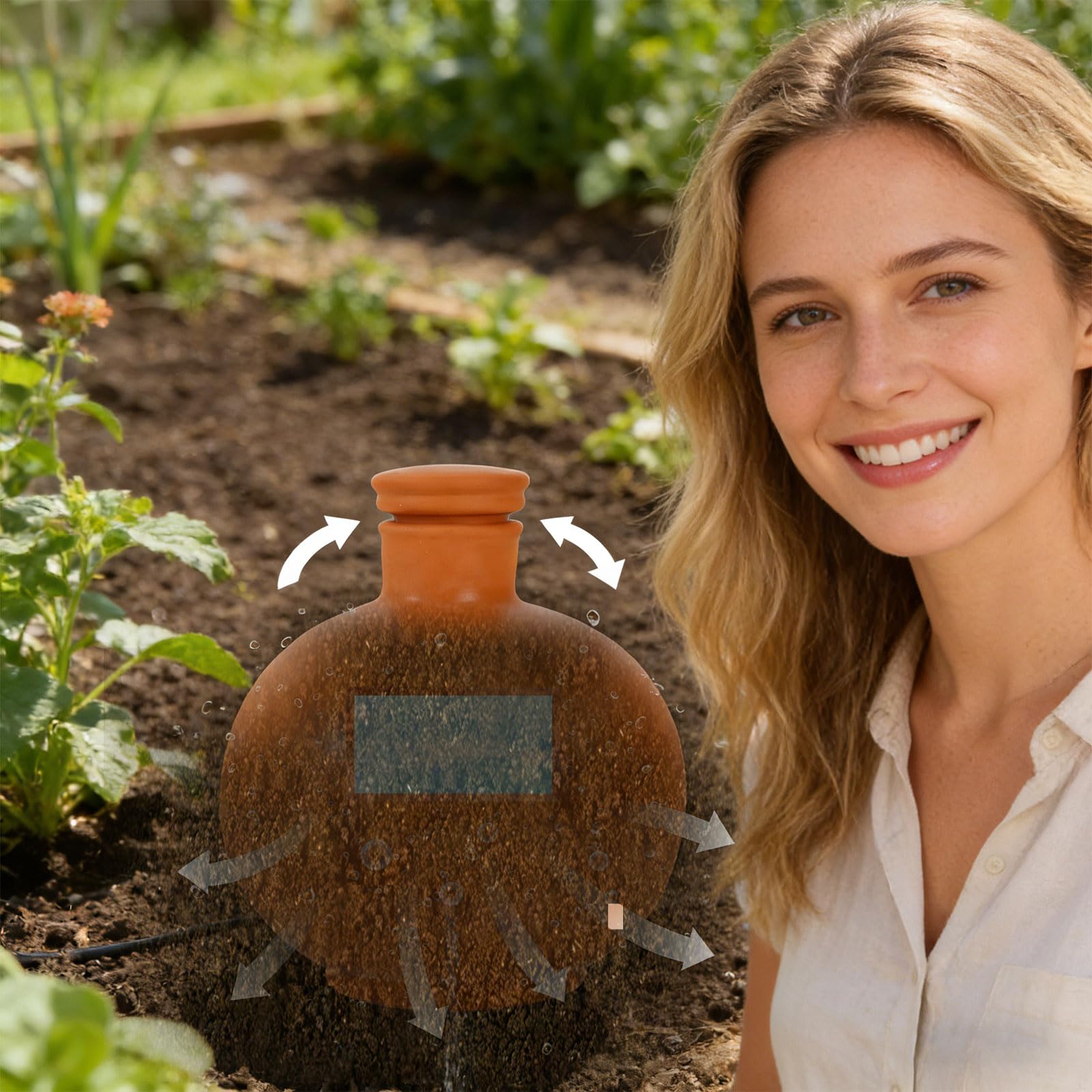 Arrosage automatique en argile 1000 ml grande capacité pour conteneur, fleurs, feuilles et plantes d'intérieur