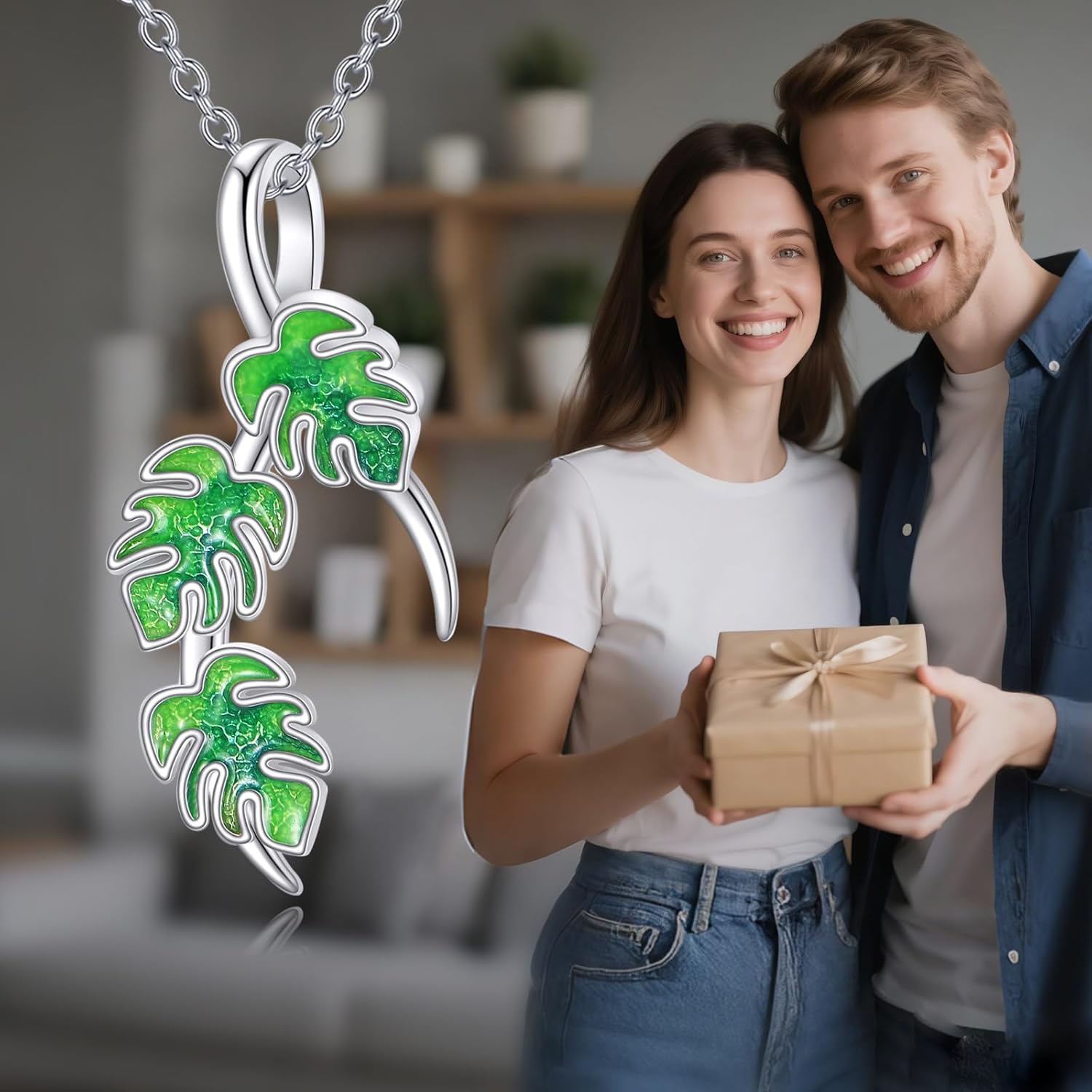 Grmdit Maple Leaf/Four Leaf/Strawberry Necklace 925 Sterling Silver Pendant Necklace Jewelry Gifts for Women