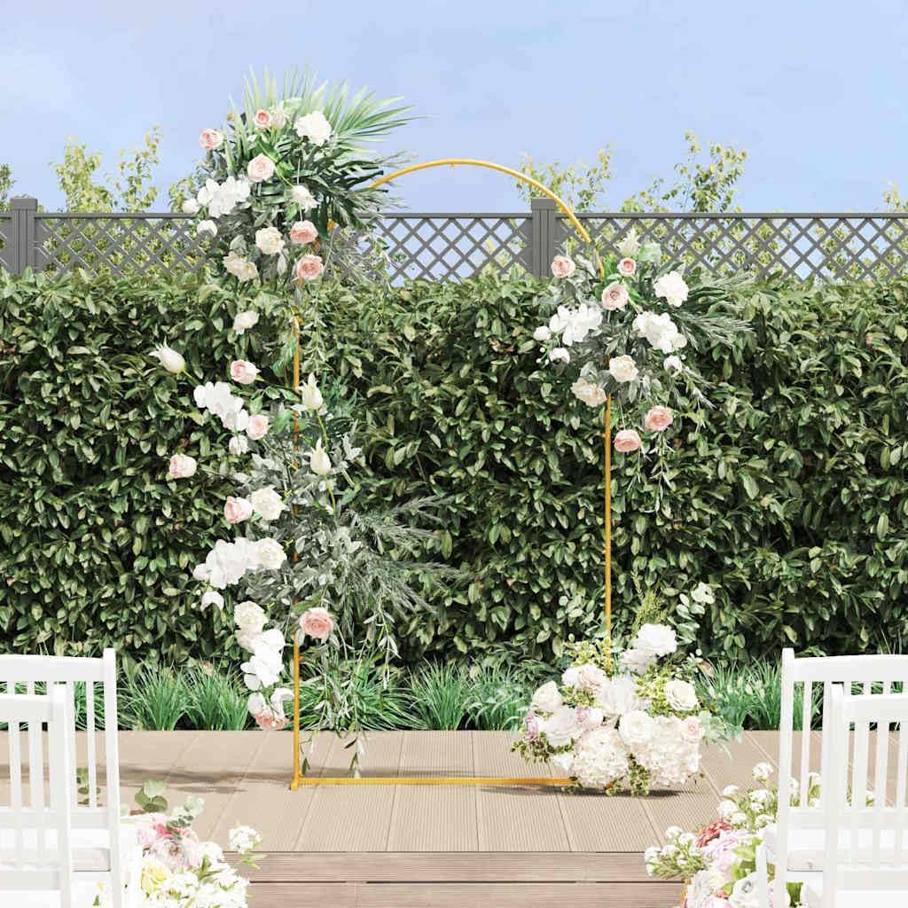 Goldener Hochzeitsbogen aus Stahl, 100 x 39 x 200 cm, Gartenbogen für Hochzeit und Gartenparty, stabile Kletterhilfe für Rosen, Clematis, Weinrebe und dekorative Außenbereiche