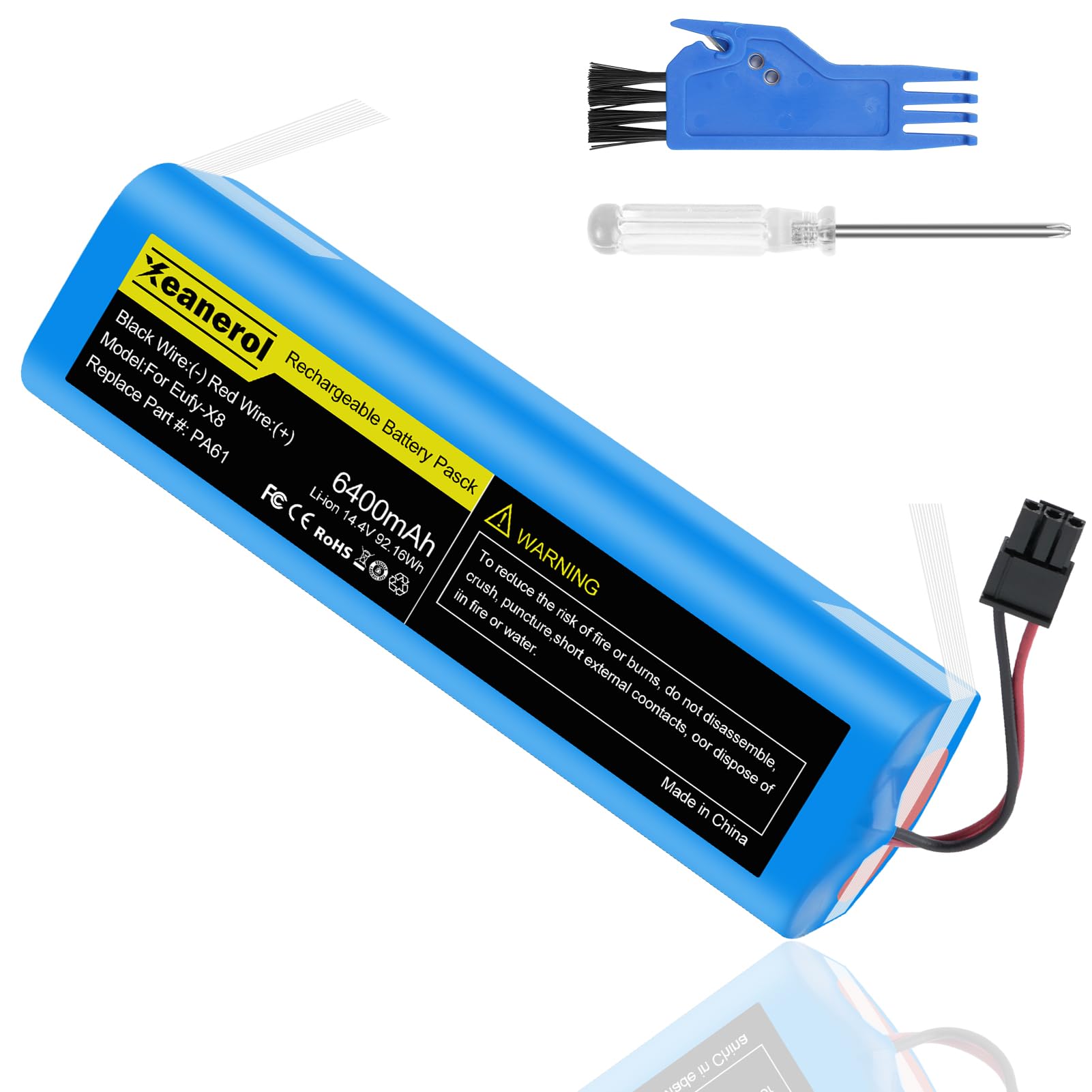 14.4V 6400mAh PA61 Vacuum Battery Replacement for Eufy RoboVac X8, RoboVac X8 T226X, RoboVac X8 Hybrid White, RoboVac X8 Pro, RoboVac X8 Pro SES Robot Vacuum