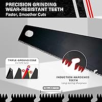 Vista 3 de HAUTMEC 22" Aggressive Hand Saw with Chip Removal Design, Heavy-Duty Wood Saw with 9 TPI Triple-Ground Teeth, Rust-Proof Low-Friction Blade &