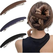 3PCS Large Hair Barrette Matte 4 Inch No Slip Not Easy to Break French Hair Barrette Clip Matte Hair Clips Barrette Accessories for Women Girls Long Thin Medium Thick HairBlack, Brown, Dark Blue