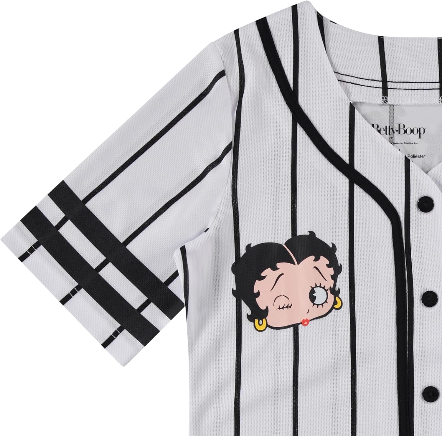 Betty Boop Ladies Baseball Jersey, Bonnie, Margie, and Mae Mesh Button Down Baseball Jersey Vintage Shirt