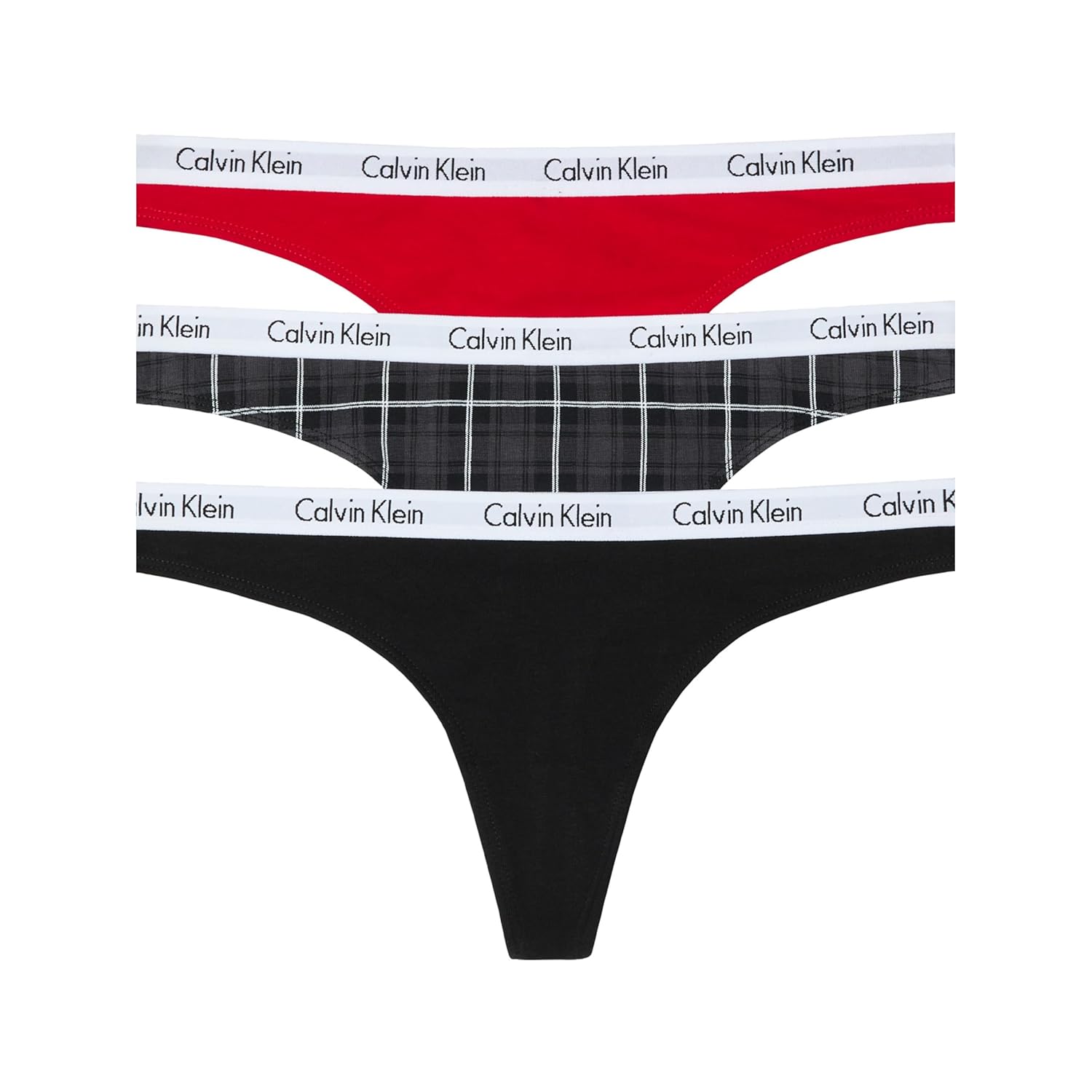 Calvin Klein womens Carousel Logo Cotton Stretch Thong Panties Multipack
