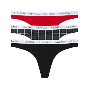 Calvin Klein womens Carousel Logo Cotton Stretch Thong Panties Multipack