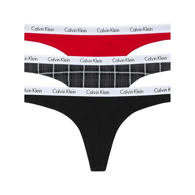 Calvin Klein womens Carousel Logo Cotton Stretch Thong Panties Multipack