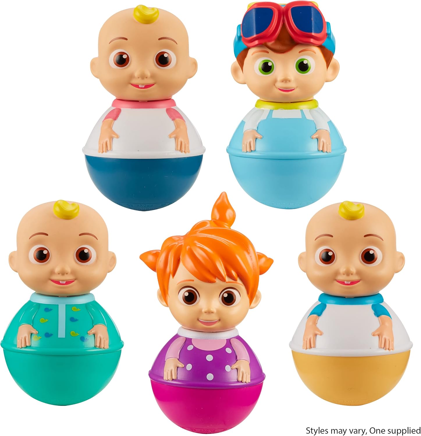 Cocomelon Weebles Figure Assortment, Chunky Moulded Figures, jj, moonbug, Preschool Imaginative Play, Brown
