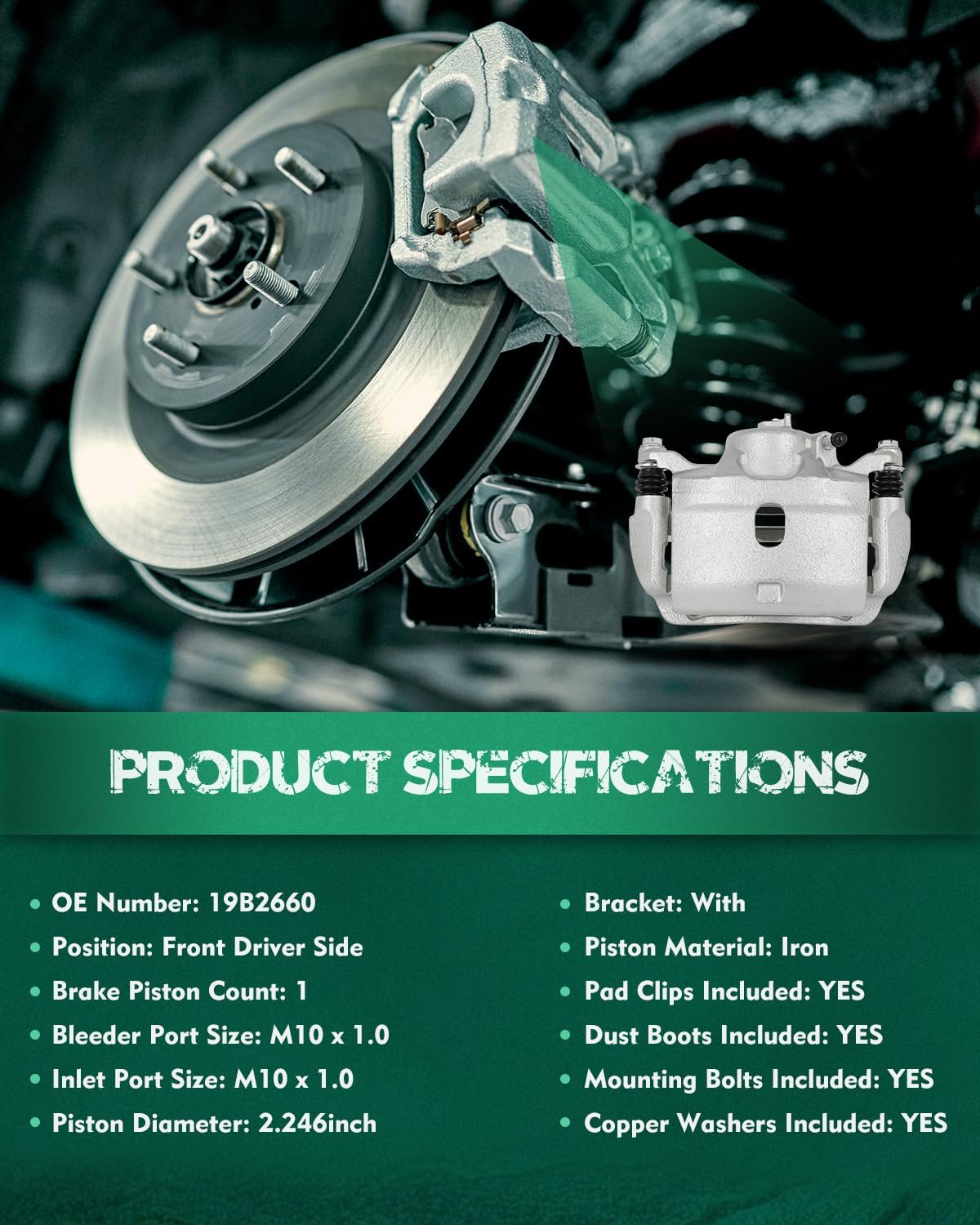 AUTOMUTO Front Left 19B2660 Disc Brake Caliper With Bracket For Acura ILX 2013-2015 For Honda Civic 2013-2021 For Honda CR-Z 2016 For Honda Fit 2013-2014 For Honda For Accord 2003-2017