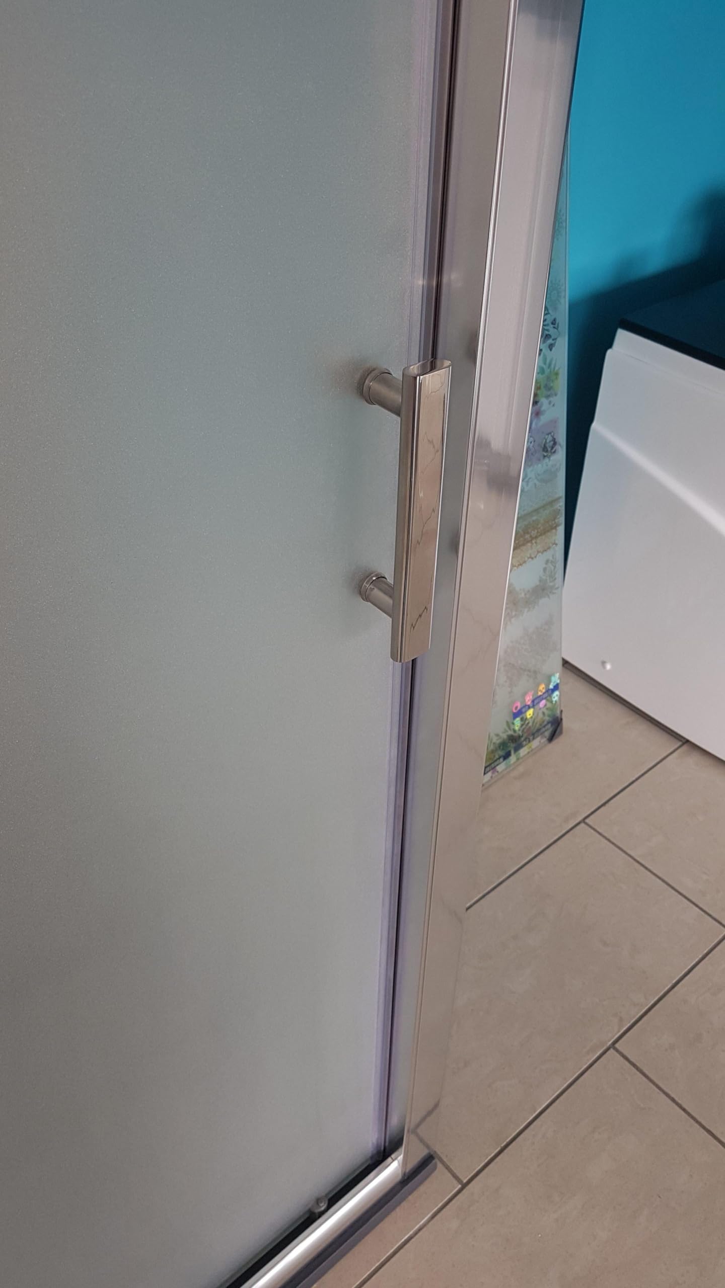 Mampara de ducha de 170 cm, apertura central con cuatro cristales de pared de cristal templado satinado