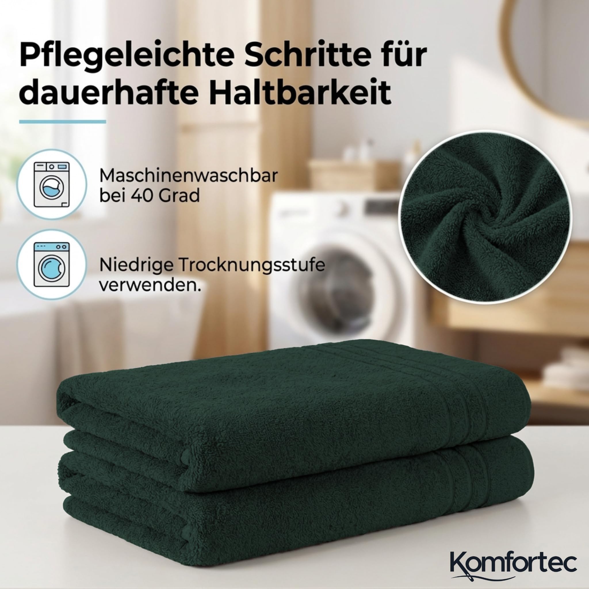 Komfortec Badetuch 100x200 cm aus 100% Baumwolle – Bild 3