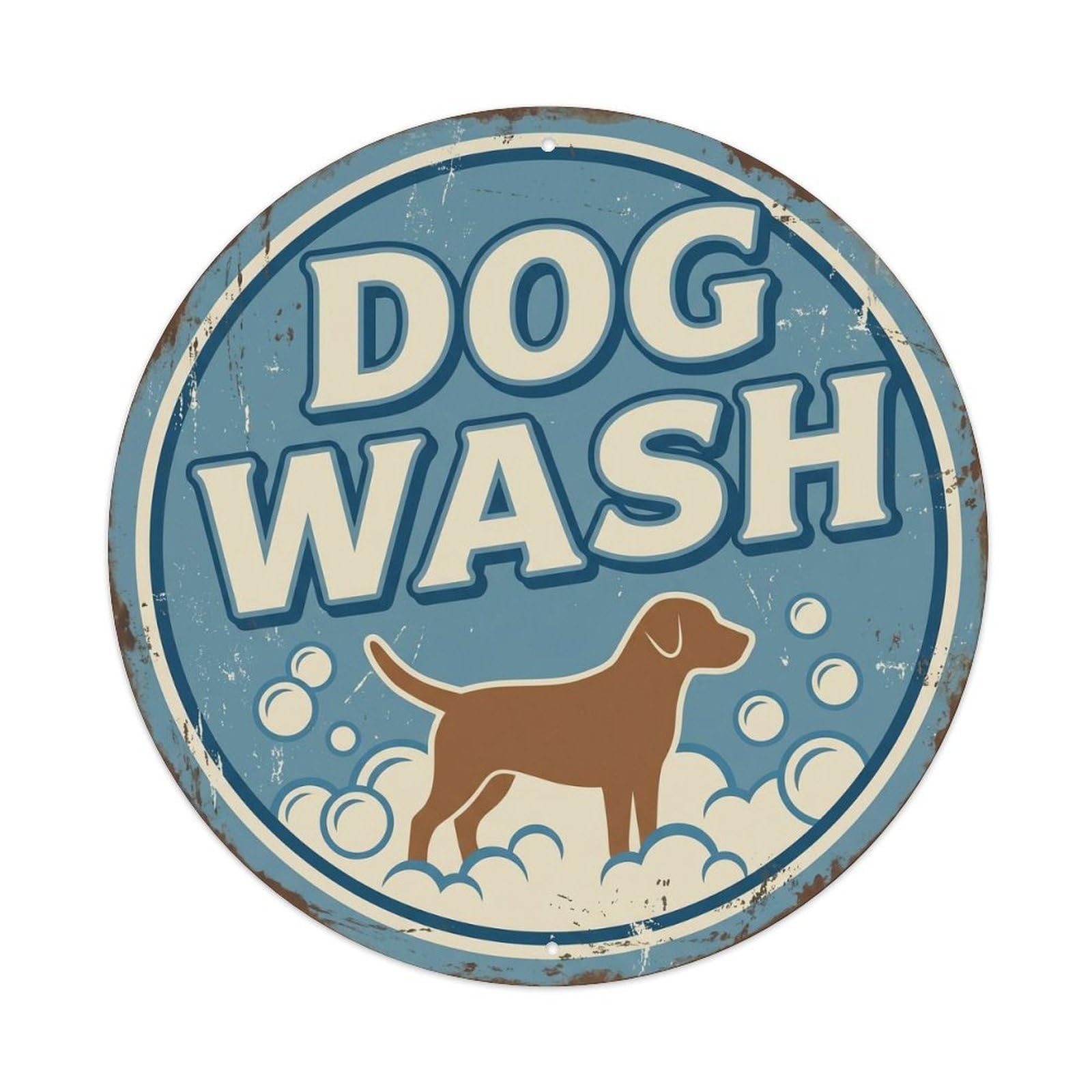 Dog Wash Restroom Rules Bathroom Humor Washroom Badge Metal Tin Sign Plaque Wall Decor for Cafe, Man Cave, Club Bar, Office, Home Garden Round Metal Poster 8x8Inch
