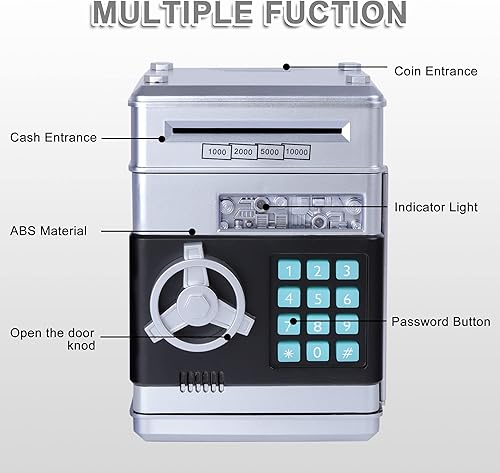 Miniatura 4 de GuDoQi alcancía con contraseña alcancía electrónica y digital para guardar dinero pequeño cajero automático para monedas o efectivo regalo de