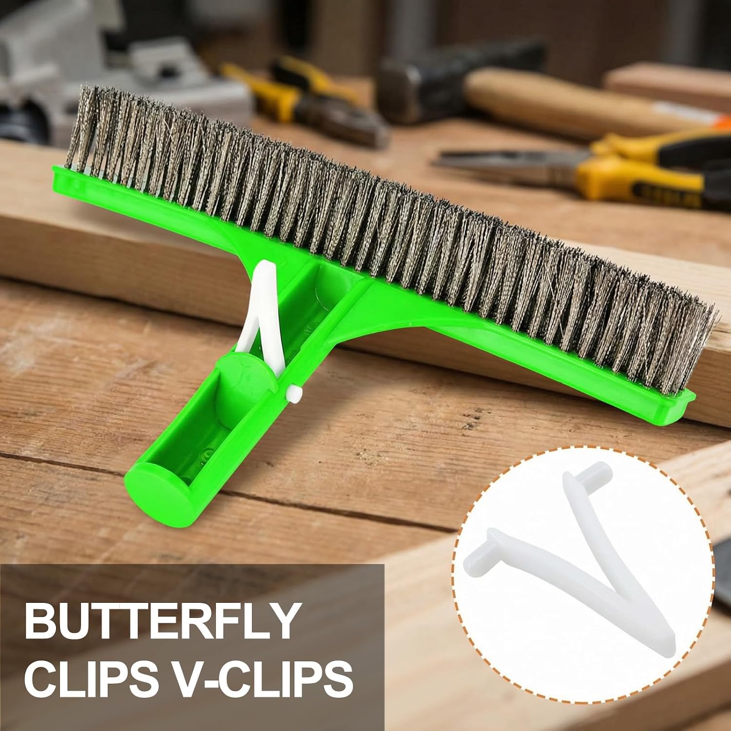 Pool Butterfly V Shape Clips - 40 Pcs Universal Pool Pole Clips with 10 Stainless Steel & 30 Plastic, Fit for Skimmer Nets Leaf Rakes Vacuum Telescopic Spa Cleaning Supplies
