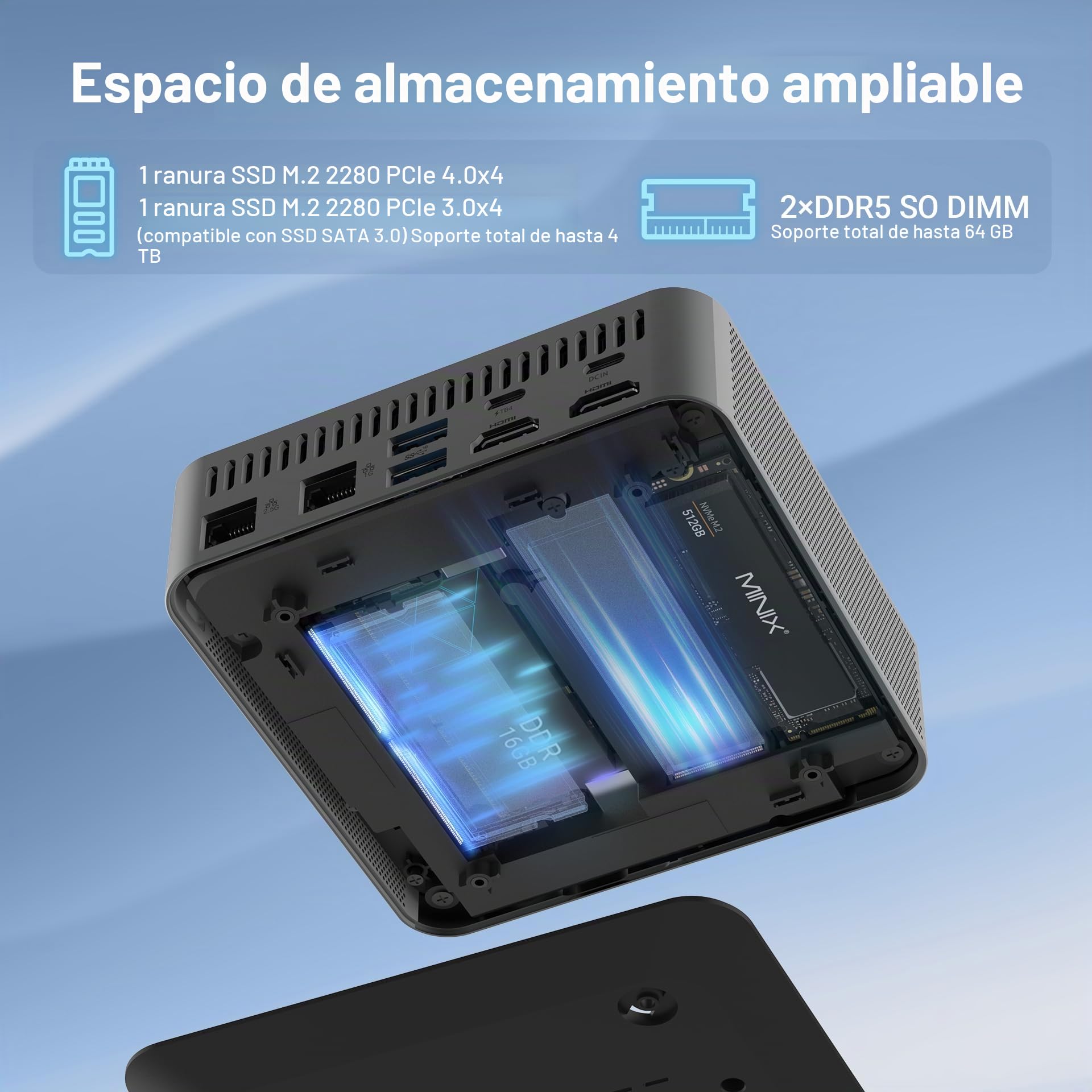 MINIX NGC N512 PC Windows 11 Pro, Intel i5-12600H 512GB M.2 PCIe 4.0 x 4 SSD 16GB DDR5 Micro Desktop Computer, Quad Display/TB4 (8K) /2xHDMI/USB-C/Dual LAN, for Business Home Office Multi-Tasking
