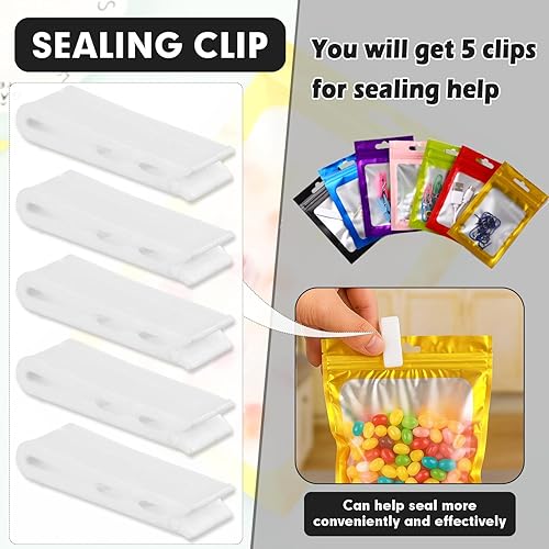 Miniatura 8 de 120 bolsas de Mylar a prueba de olores de 7 x 10 pulgadas para almacenamiento de alimentos, bolsas grandes resellables de Mylar para organización de
