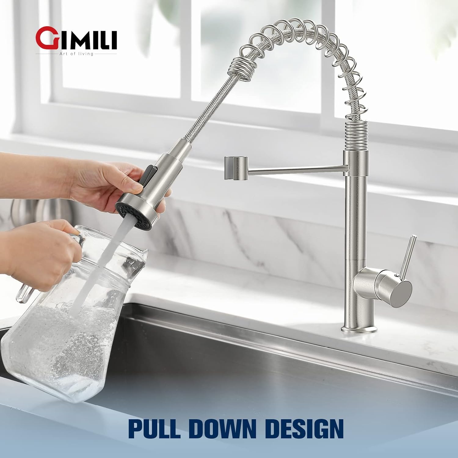 Buy GIMILI Kitchen Faucet with Pull Down Sprayer High Arc Single Handle