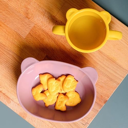 Miniatura 7 de BLUE GINKGO Cuencos de silicona para niños, lindos cuencos de silicona para bebésplatos de silicona para niños pequeños y niños, aptos para