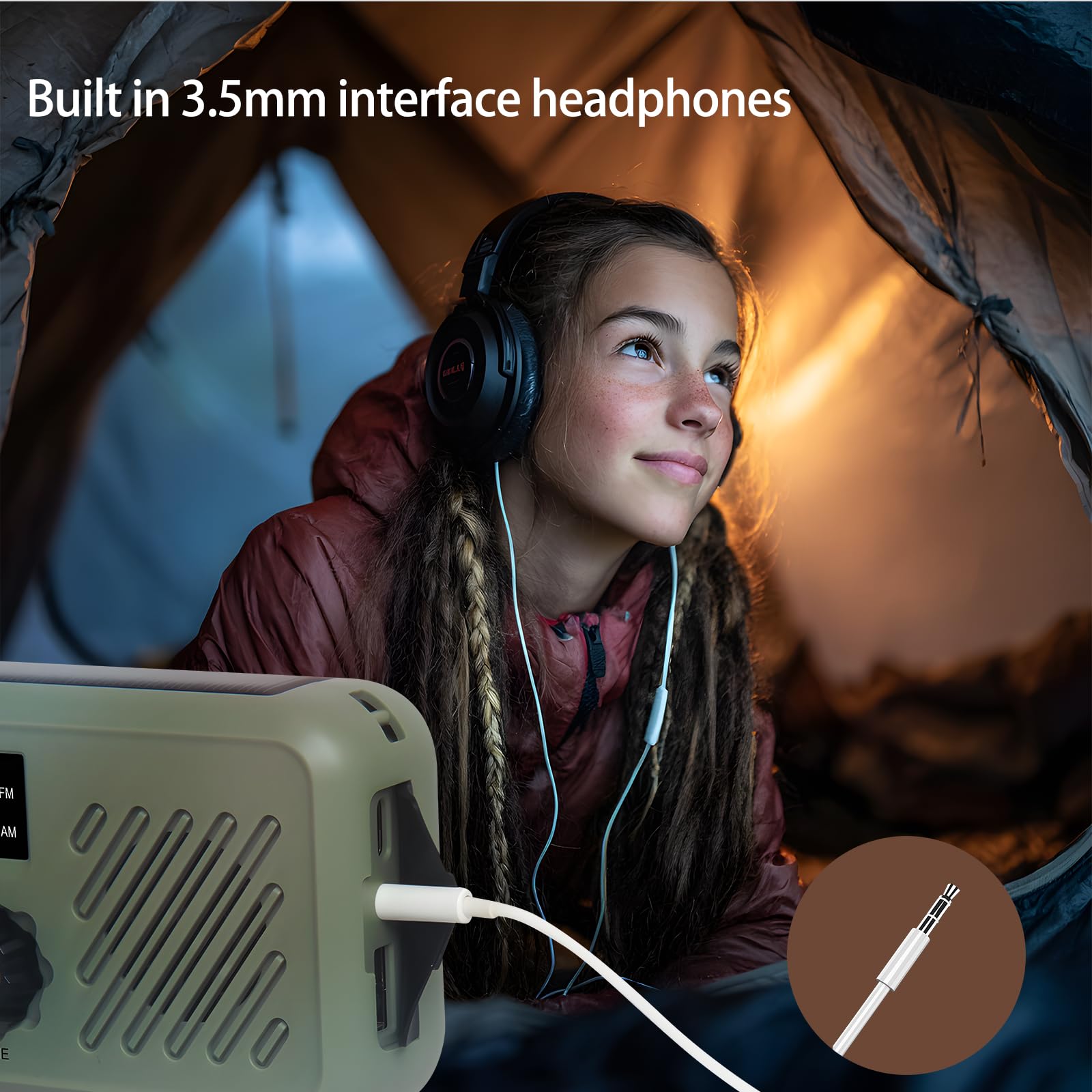 Linterna Solar Recargable con Radio, FM/Am Radio de Emergencia Portátil, Radio Solar de Emergencia con Manivela con LED 2000mAh Powerbank SOS Alarma USB para Camping al Aire Libre Kit Supervivencia
