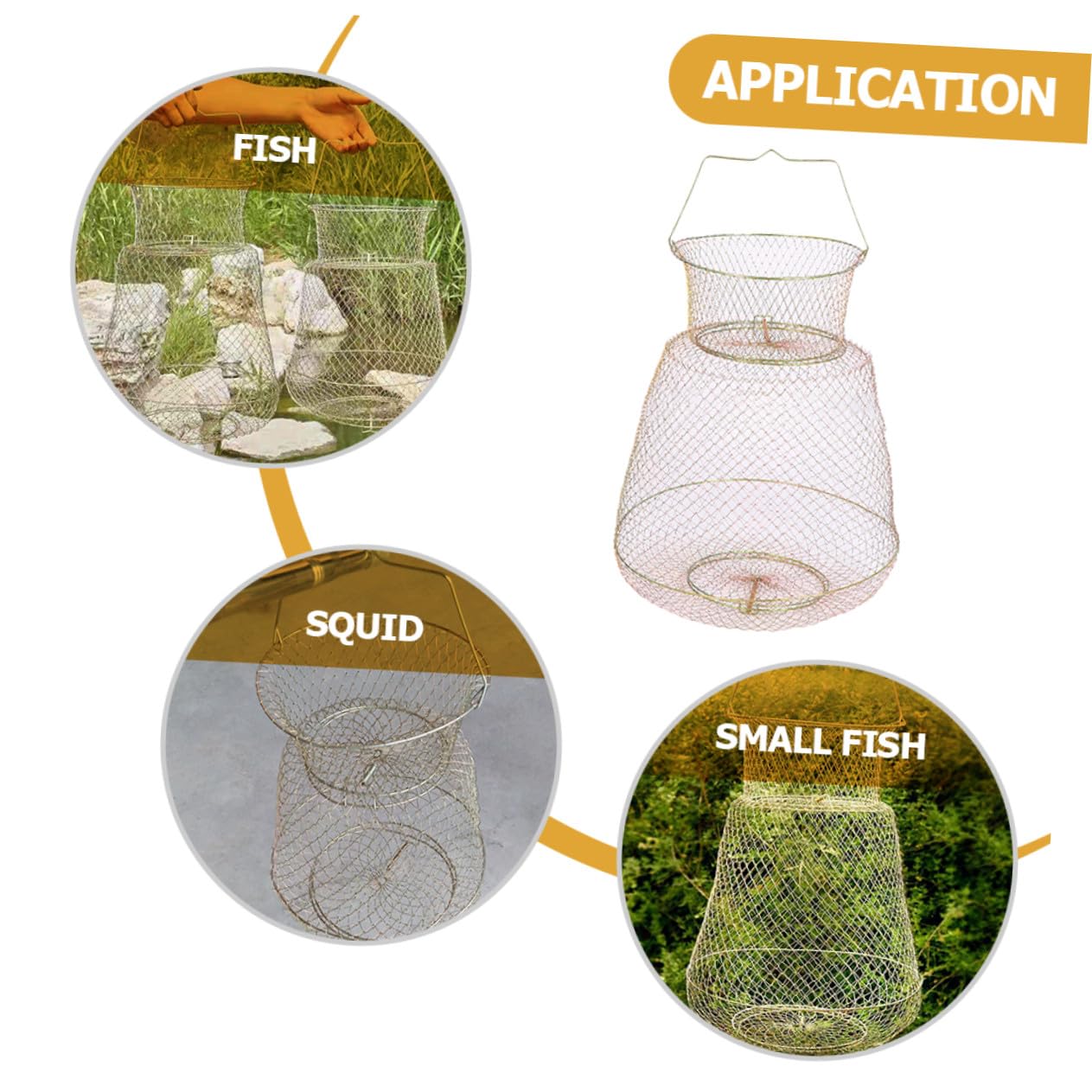 Gabbia da Pesca in Metallo Protegge Pesci e Gamberetti, Cestino Protettivo Resistente Rete in Ferro Diametro 33 Cm per Pesca All’aperto e Conservazione Temporanea