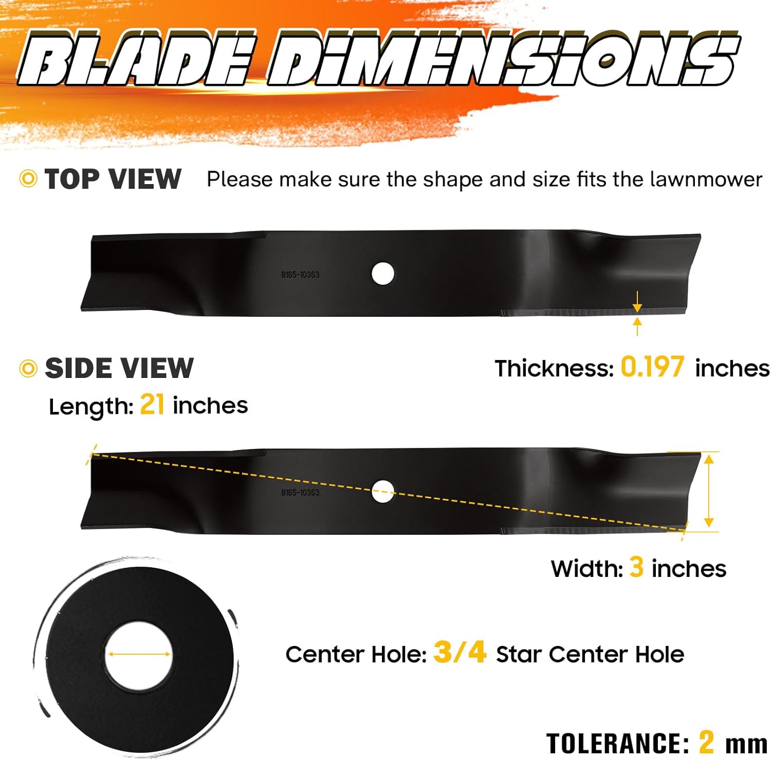 942-04415 60" High Lift Blades for Cub Cadet Tank 60 DS60 M60-CT M60-KH PRO Z 100 Z 500 RECON 60 Z-Force L60 MTD Z8600 60 inch Deck Pro Z/Tank/Z-Force S Zero-Turn Mower 742-04415 01005338, Black