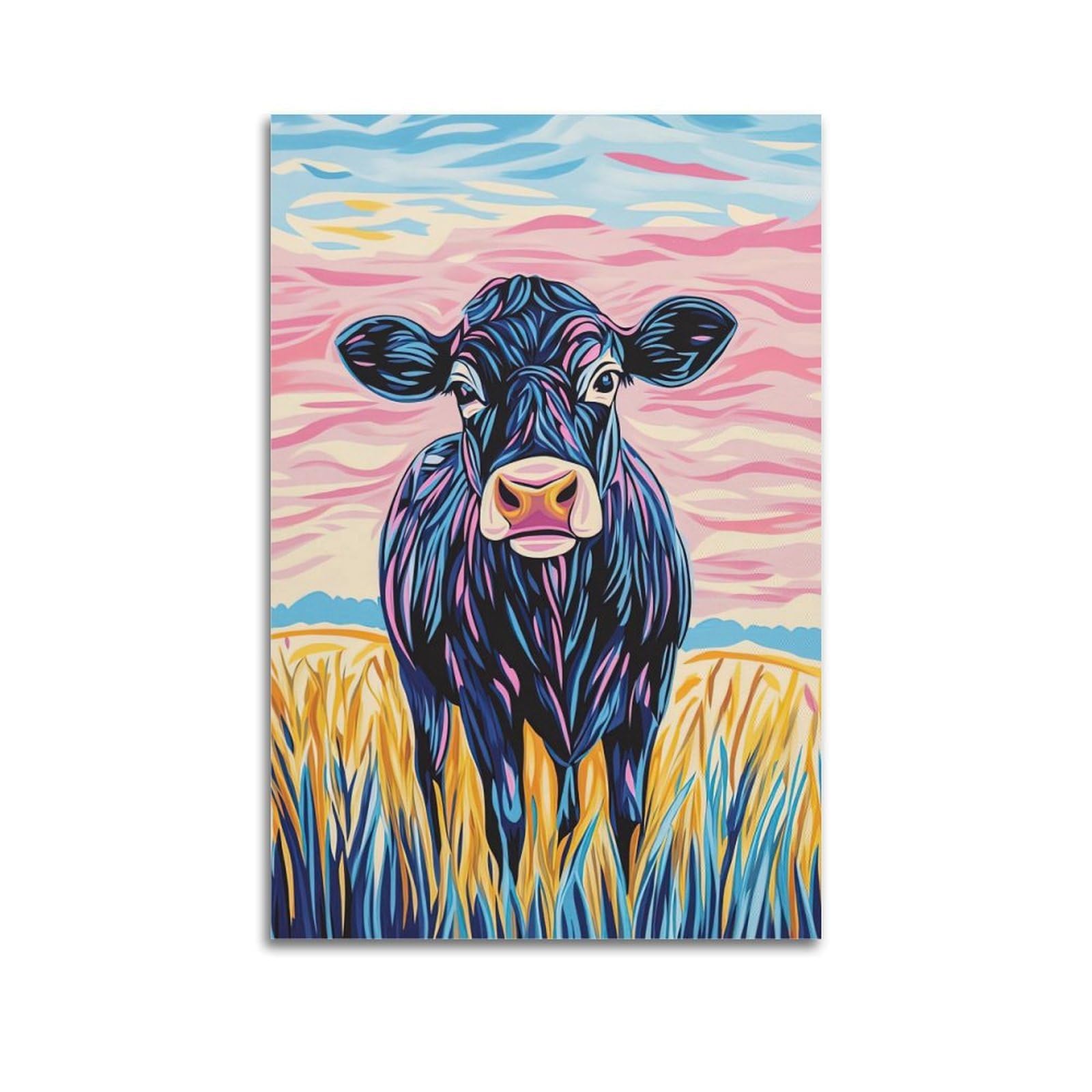 WZKTCL Animal Poster The Lonely Cow Poster Decorative Painting Canvas Wall Posters And Art Picture Print Modern Family Bedroom Decor Posters 20x30inch(50x75cm)