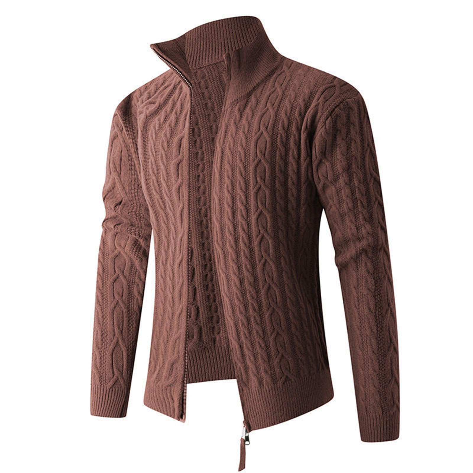 Cappotto Uomo con Collo a Scialle Cardigan Maglia Pesante Giacca Invernale Calda Foderata Pile Casual Lunghe Maniche Bottoni