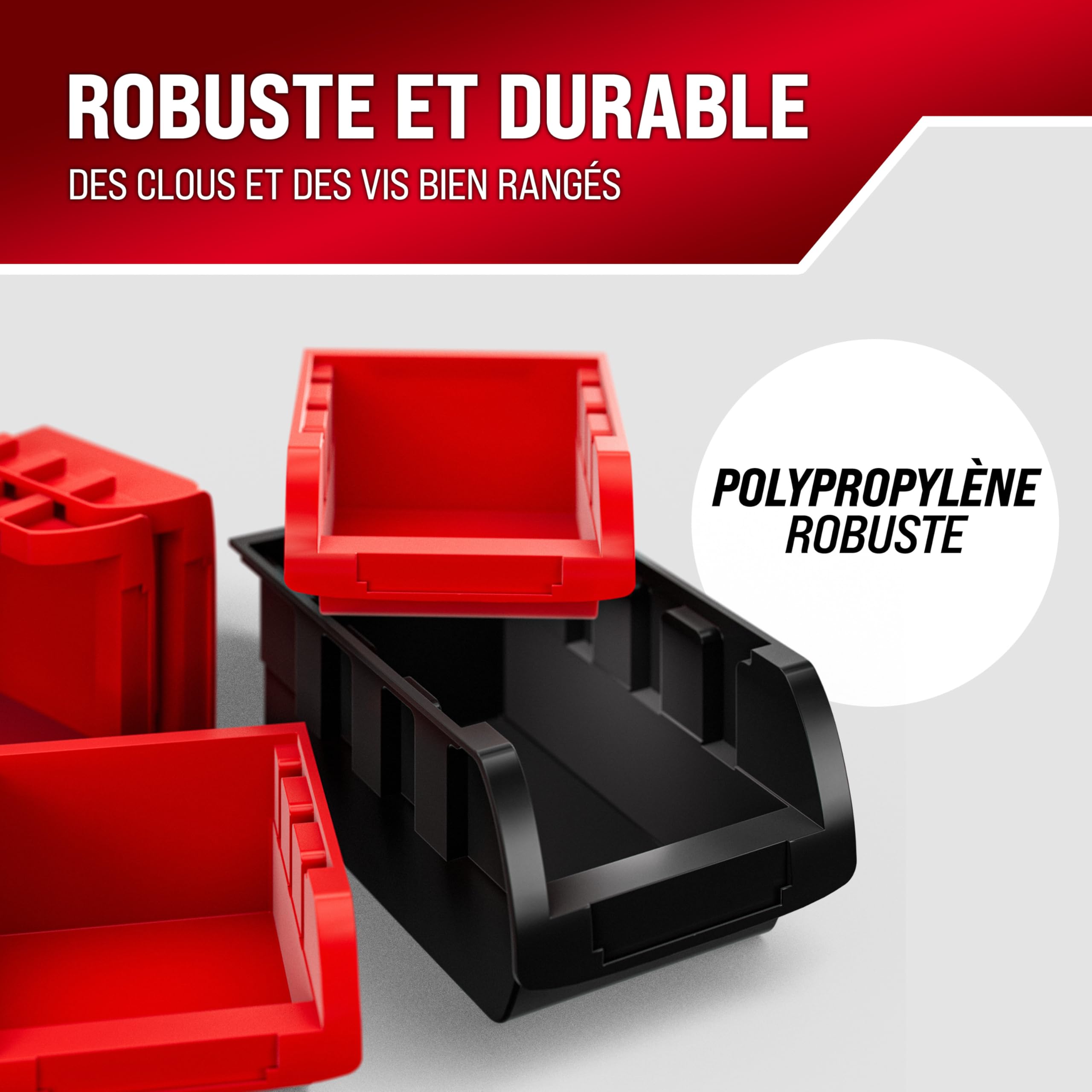 MONZANA® Etagere Murale Pour Atelier Et Garage, Etagere Rangement Modulable Avec 30 Boite Rangement Empilable, Panneaux Muraux En Polypropylène Robuste Pour Visserie Petites Pièces et outils