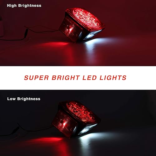 Miniatura 4 de Luces de remolque sumergibles cuadradas LED rojas de 12 V, kit de luz trasera de freno para menos de 80 pulgadas, barco, caravana, remolques