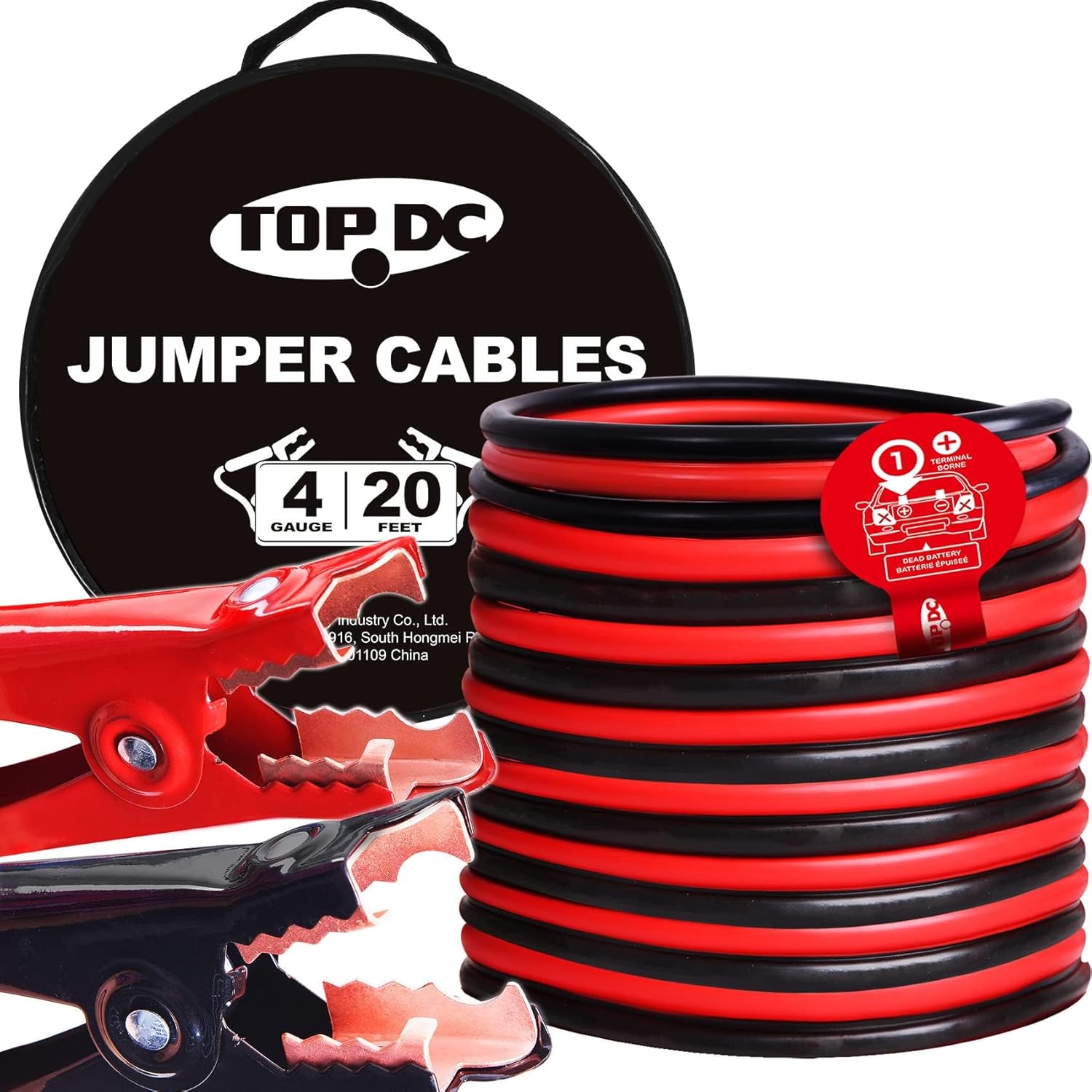 TOPDC 4 Gauge 20 Feet Jumper Cables for Car