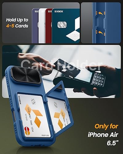 Miniatura 3 de Funda para iPhone Air con soporte para tarjetas, soporte integrado y cubierta para lente de cámara, a prueba de golpes, de silicona resistente a