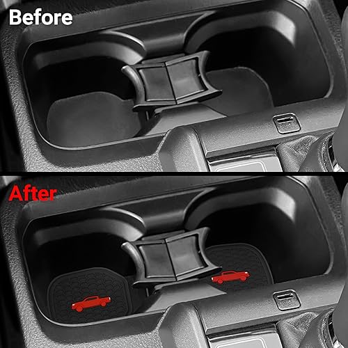 Miniatura 2 de 2 posavasos para Toyota Tacoma 2016 2017 2018 2019 2020 2021 2022 2023 accesorios, insertos de silicona para tazas interiores (rojo)